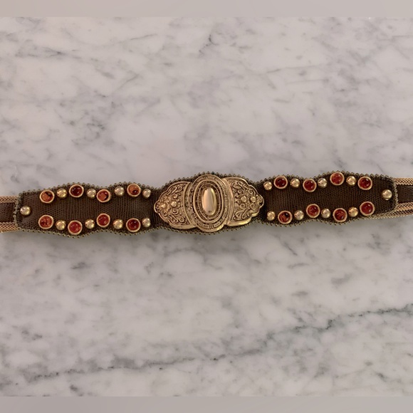 90’s vintage leather belt with Amber studs with gold chains attachment size 32” - Picture 14 of 14